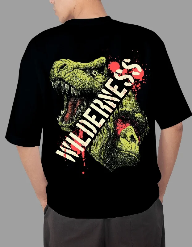 Dragon Wilderness Back Printed Oversized T-shirt for Men Knit Fabric Woven Fabric Fleece Fabric Dragon Wilderness Back Printed Oversized T-shirt for Men Knit Fabric Woven Fabric Fleece Fabric