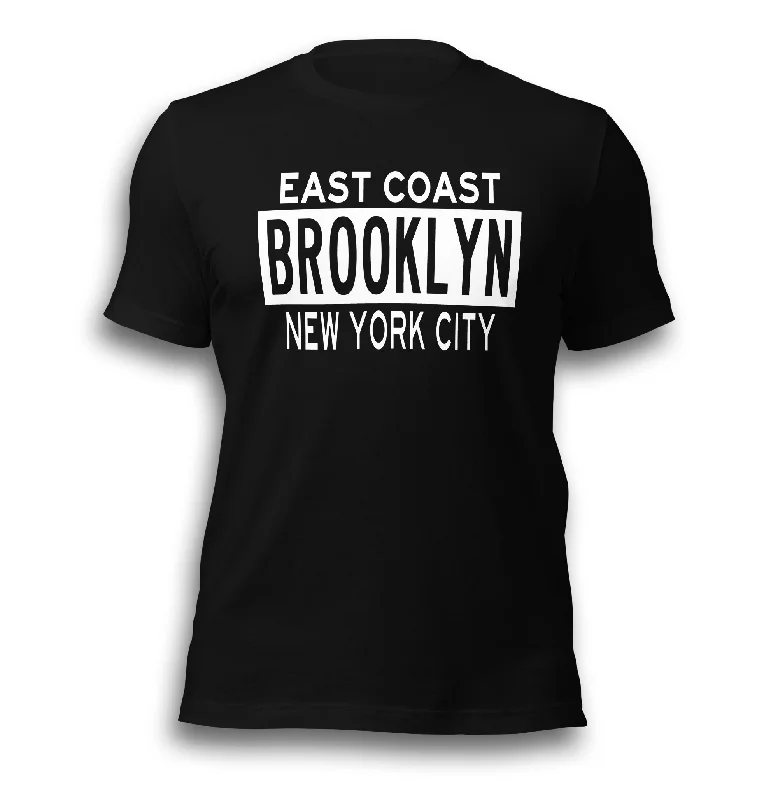 EAST COAST BROOKLYN BLACK UNISEX T-SHIRT Boxy Fit Fitted Loose