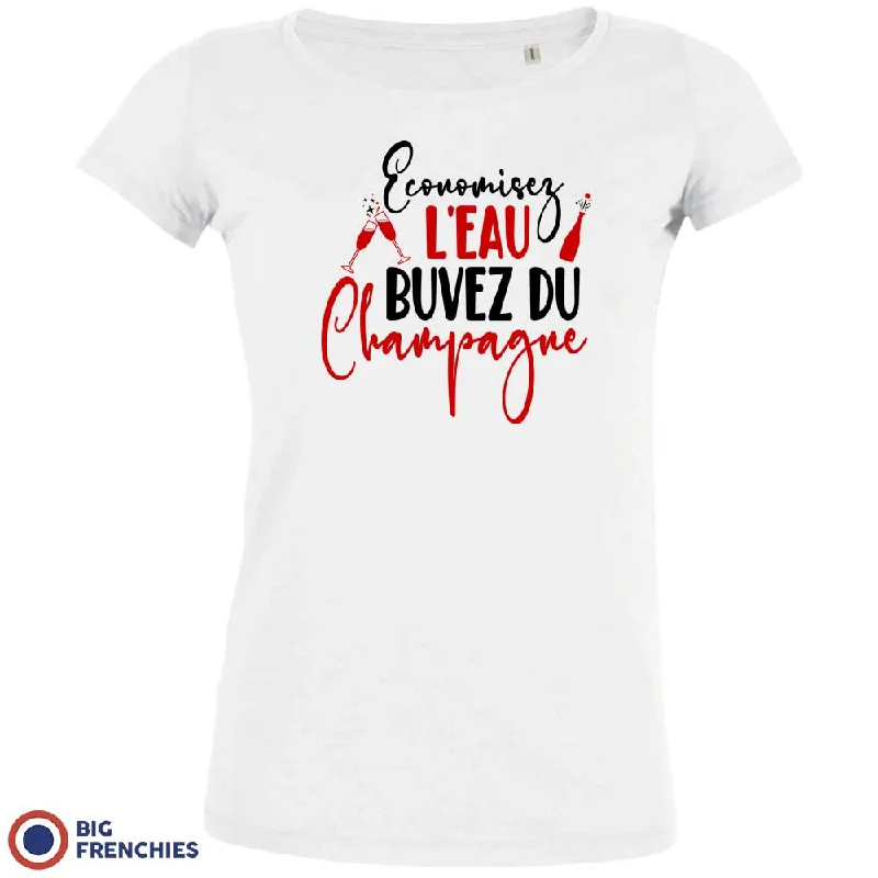 Economisez L'eau Buvez Du Champagne Women's Organic Cotton Tee Basic T-Shirt Crew Neck Short Sleeve Economisez L'eau Buvez Du Champagne Women's Organic Cotton Tee Basic T-Shirt Crew Neck Short Sleeve
