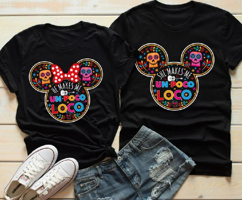 He Makes Me Un Poco Loco Halloween Couple Shirts Modern Contemporary Chic