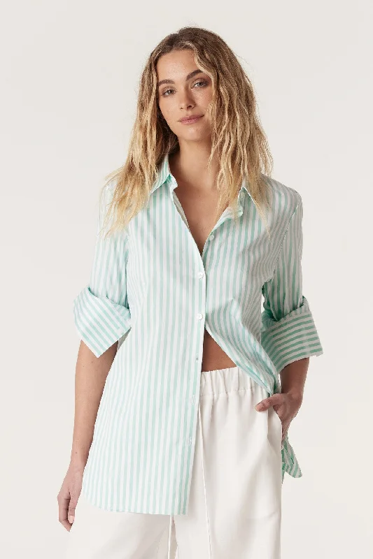 Henri Shirt - Seafoam Stripe Polka Dot Checkered Tartan