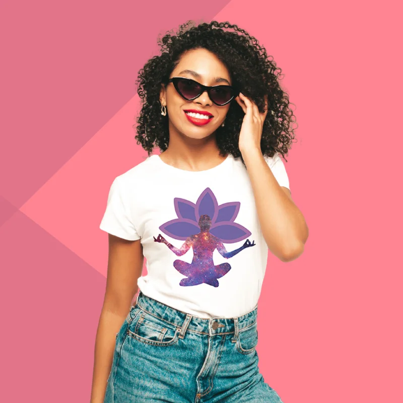 Inner Energy Yoga Printed Women;s White T-Shirt - Inner Power Mudra T-Shirt Elegant Classic Vintage Inner Energy Yoga Printed Women;s White T-Shirt - Inner Power Mudra T-Shirt Elegant Classic Vintage