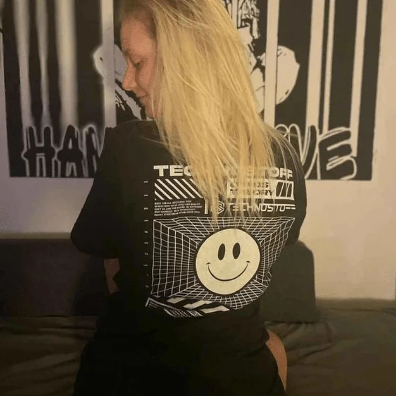 Virtual Rave T-Shirt (oversized, unisex, black) Beaded Sequined Faux Fur