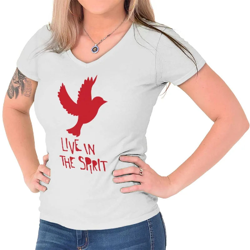 Live In Spirit Junior Fit V-Neck T-Shirt Fashionable Trendy Casual