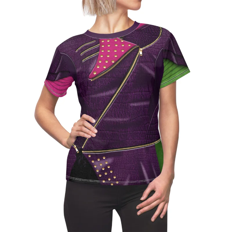 Mal Purple Women's Shirt, Descendants Costume Print Jacquard Patchwork