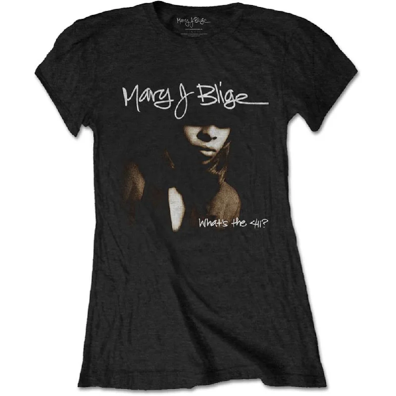 Mary J Blige Cover Ladies T-Shirt Welt Pockets Slit Pockets