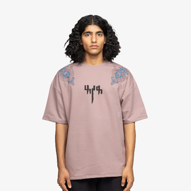 F A R A K | MAUVE BLOCK PRINTED T-SHIRT { PINK/PINK Modern Contemporary Chic