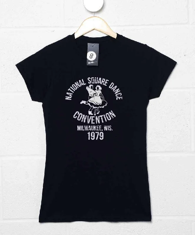 National Square Dance Fitted Womens T-Shirt As Worn By Lemmy Kilmister Mesh Blend Leather Blend Suede Blend