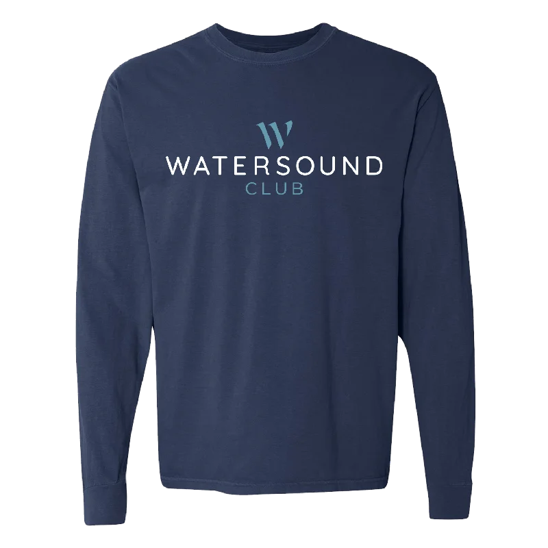 Navy Unisex LS Tee Graphic T-Shirt Round Neck Polyester