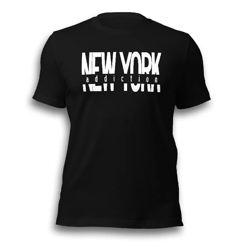 NEW YORK ADDICTION BLACK UNISEX T-SHIRT Striped Floral Plaid