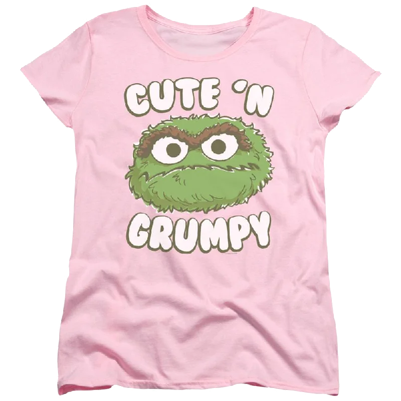 Sesame Street Cute N Grumpy Women's T-Shirt Denim Fabric Leather Fabric Suede Fabric Sesame Street Cute N Grumpy Women's T-Shirt Denim Fabric Leather Fabric Suede Fabric