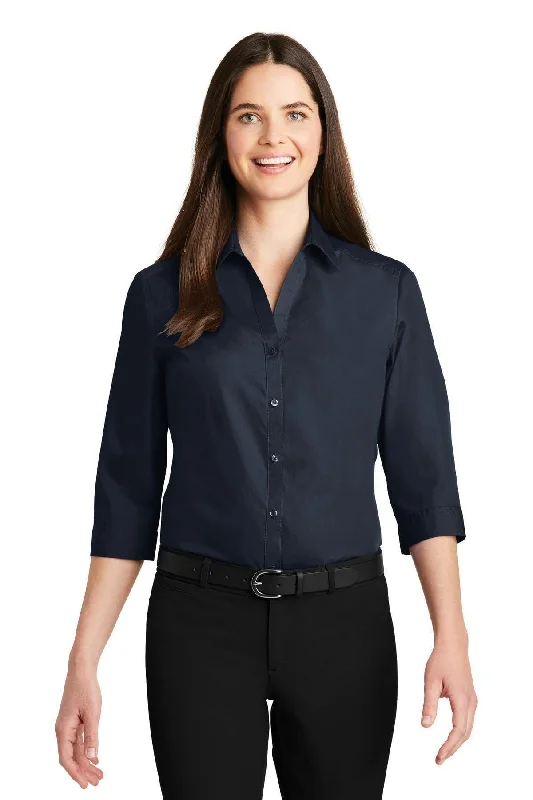 Port Authority Ladies 3/4-Sleeve Carefree Poplin Shirt. LW102 Satin Blend Silk Blend Wool Blend Port Authority Ladies 3/4-Sleeve Carefree Poplin Shirt. LW102 Satin Blend Silk Blend Wool Blend