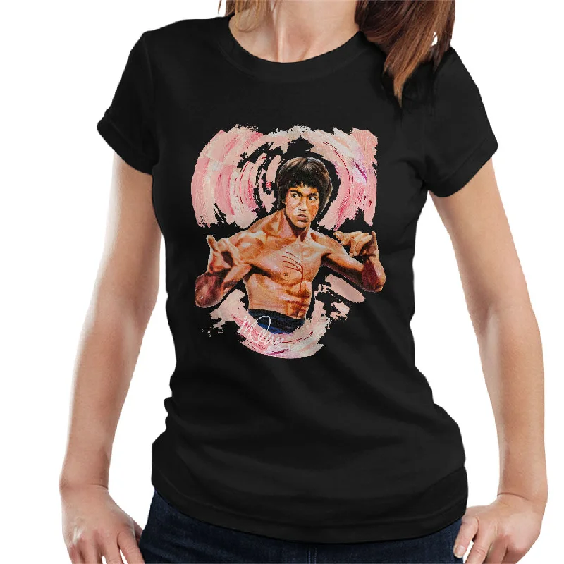 Sidney Maurer Original Portrait Of Bruce Lee Enter The Dragon Women's T-Shirt Rayon Fabric Velvet Fabric Corduroy Fabric