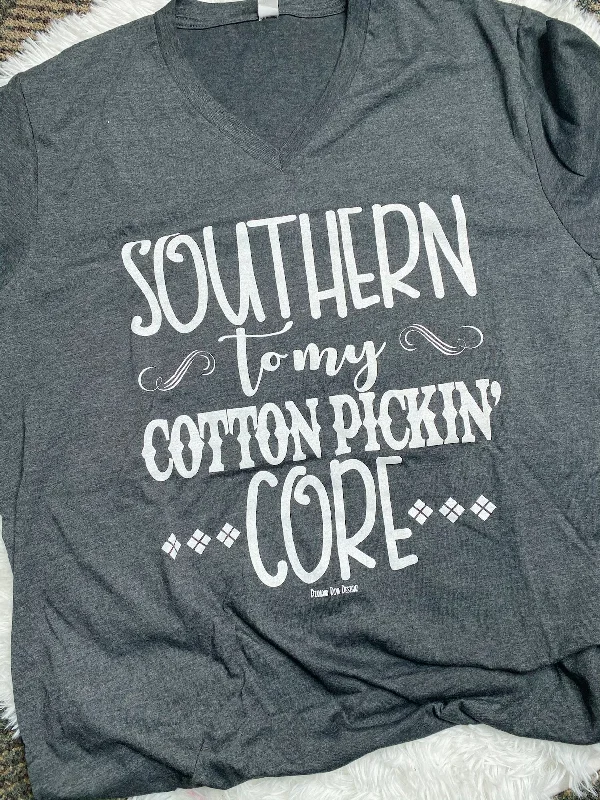 Southern to my Cotton Pickin' CoreGraphic Tee Ribbed Striped Patterned