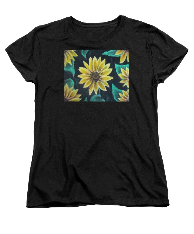 Sunflower Meeting - Women's T-Shirt (Standard Fit) Spandex Blend Rayon Blend Denim Blend Sunflower Meeting - Women's T-Shirt (Standard Fit) Spandex Blend Rayon Blend Denim Blend