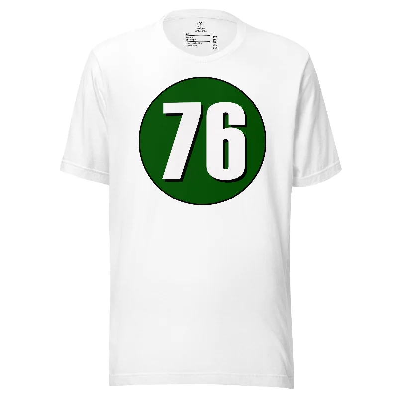 Unisex t-shirt: White on Hunter Green 76 Thin T-Shirt Open Front Quick Dry