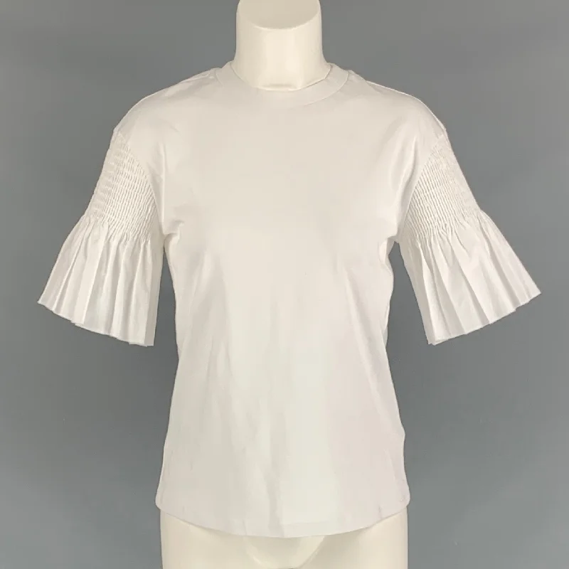 VICTORIA BECKHAM Size XS White Cotton Short Sleeve T-Shirt Oversized T-Shirt Spandex breathable