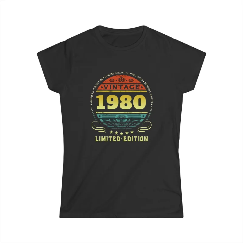 Vintage 1980 Limited Edition 1980 Birthday Shirts for Women Womens Shirts Zippered Buttoned Snapped Vintage 1980 Limited Edition 1980 Birthday Shirts for Women Womens Shirts Zippered Buttoned Snapped