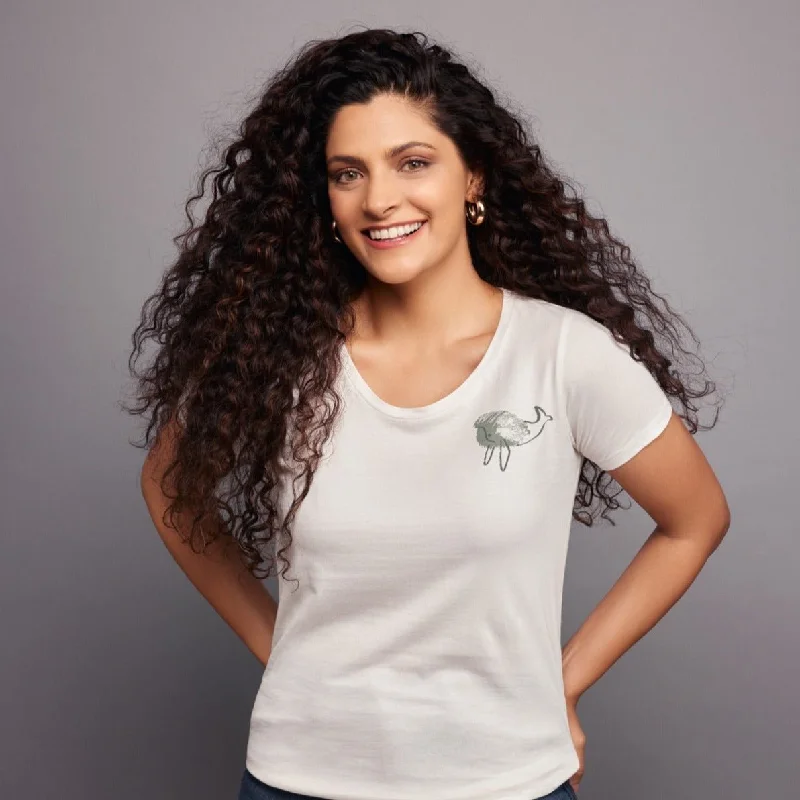 Whale by Human Nature Womens Organic Cotton T-shirt | White Fitted T-Shirt Seamless Stretchy Whale by Human Nature Womens Organic Cotton T-shirt | White Fitted T-Shirt Seamless Stretchy
