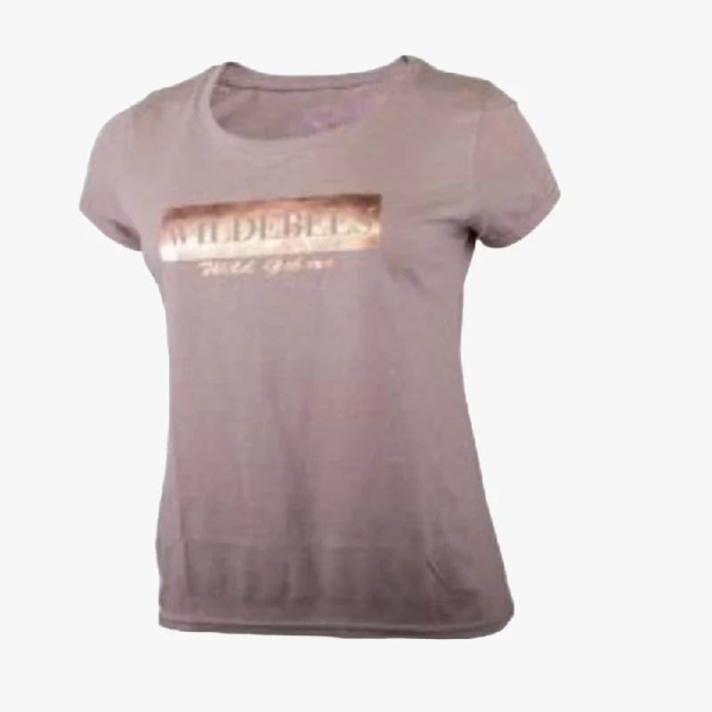 Wildebees Womens Foil Short Sleeve Tee Latte Mel V-Neck T-Shirt Long Sleeve Cotton