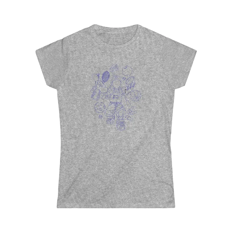 Women and Girl's Softstyle Tee Navy Print All Sport Logo - Bedrock Collection Fleece Nylon Spandex Women and Girl's Softstyle Tee Navy Print All Sport Logo - Bedrock Collection Fleece Nylon Spandex