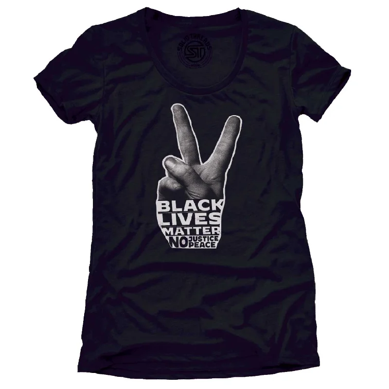 Women's Black Lives Matter Peace Hand T-shirt | Supports Racial Equality Knit Fabric Woven Fabric Fleece Fabric