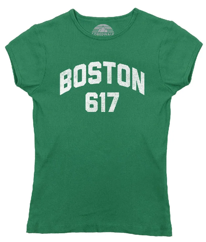 Women's Boston 617 Area Code T-Shirt Graphic T-Shirt Round Neck Polyester