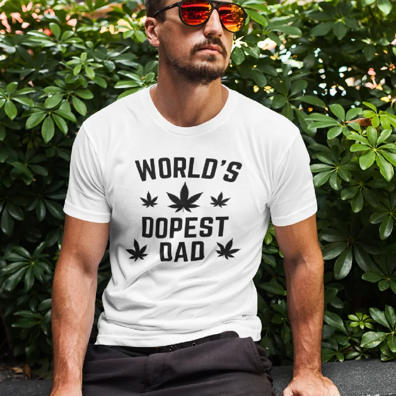 World's Dopest Dad Father's Day Shirt for Stoner Dads Spandex Blend Rayon Blend Denim Blend