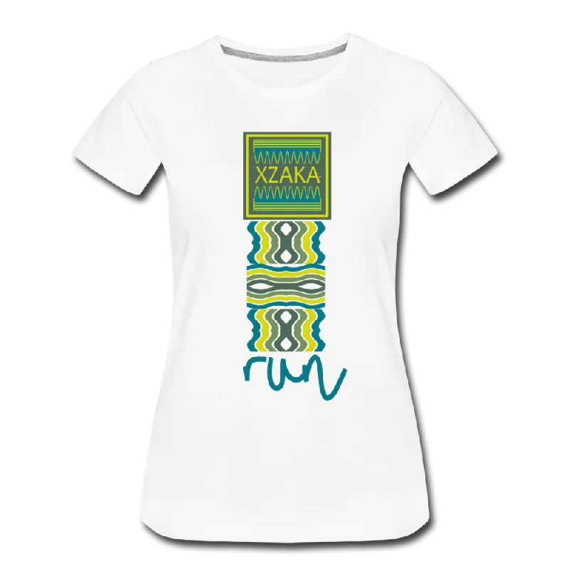 XZAKA - Women "RUN" Short Sleeve T-Shirt - 3553 Print Jacquard Patchwork