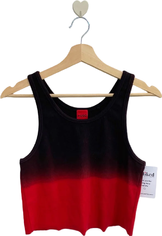 Hugo Black and Red Ombre Tank Top UK 8 soft tank top