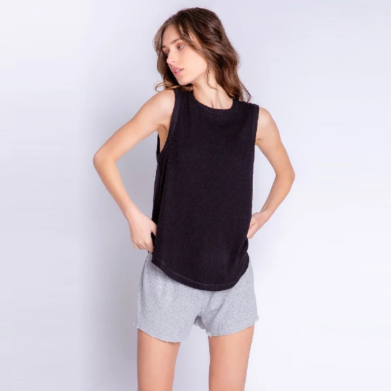 Textured Lounge Tank (Black) vintage tank top